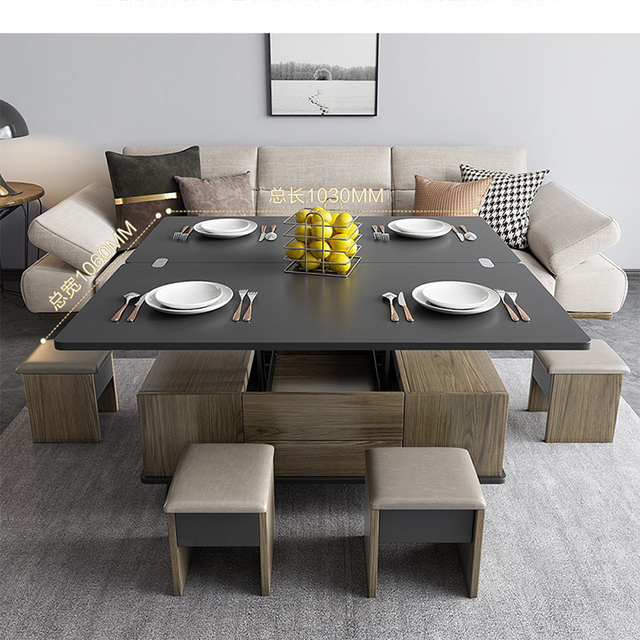 Creative Lifting Tea Table Small Household Simple Living Room Household Multi-function Folding Retractable Folding Table