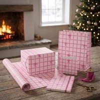 Papier cadeau rose personnalisé OEM pour Noël, rouleau de papier écologique, sacs en papier, carnets, cartes de vœux, boîtes cadeaux
