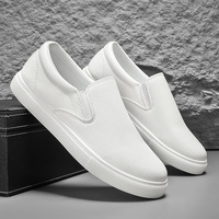 Chaussures de course plates respirantes, décontractées, en cuir blanc, avec empeigne épaisse en toile, tendance mode