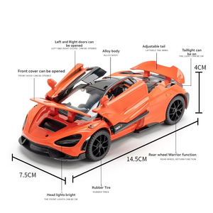 Modelo de Auto McLaren <span class=keywords><strong>765LT</strong></span> de Aleación Fundida a Presión, Escala 1:32, con Sonido, Luces, Retroceso y Puertas Abatibles, Decorativo y Coleccionable - Product Image 2