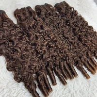 Marron # 4 Bundles de Cheveux Humains Bouclés Birmans Colorés, Extensions de Cheveux Humains Vietnamiens Bruts avec Mèches, Bundles de Cheveux Vierges Indiens Remy