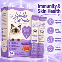 Bâtonnets de Purée Crémeuse Léchables pour Chats, Vente en Gros Usine, Soutien Immunitaire, Peau et Pelage, Saveur Thon, Sans Céréales, OEM ODM