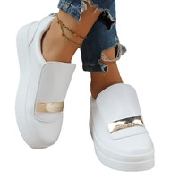Nouvelles Chaussures Femme 2026 à Semelle Épaisse, Bout Rond, Bouche Peu Profonde Unie avec Boucle Métallique – Chaussures Tendance pour Dames