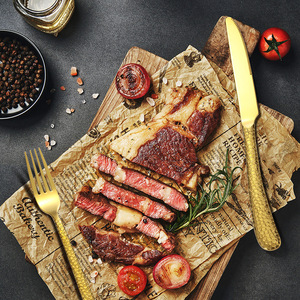 Hammered Western Style Steak Knife Fork <b>Spoon</b> Set 20 24 30 Pieces Hotel Stainless Steel Cutlery Dishwasher Safe - Product Image 2