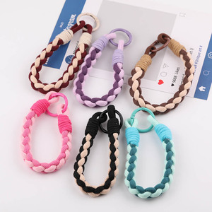 Two Tone Braided Wristband Phone <b>Lanyard</b> Middle Size Keychain DIY Jewelry Accessory - Product Image 1