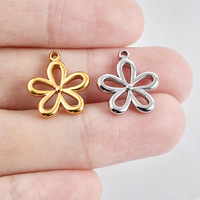 Pendentif Fleur à Cinq Pétales Senmei en Acier Inoxydable Creux, Accessoires DIY pour Colliers et Bracelets, Finition Sous Vide