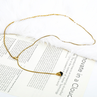 Mode Long Lariat Y En Forme De Collier Réglable En Acier Inoxydable Twist Corde Boîte Chaîne Noir Agate Goutte D'eau Colliers Bijoux