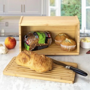 กล่องเก็บขนมปังไม้ไผ่พร้อมที่ตัด สำหรับใช้ในครัวและร้านเบเกอรี่ - Product Image 1