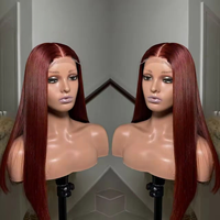 Perruques en cheveux humains bruts ultra-lisses, perruque frontale en dentelle transparente, couleur personnalisée, densité 250%, perruque frontale en dentelle 16~40 pouces en stock