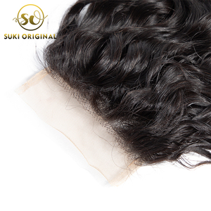 Wholesale Pre Plucked Human <span class=keywords><strong>Hair</strong></span> Nature Wave Lace Closure 4*4 Bleached Knots - Product Image 3