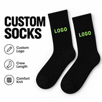 Chaussettes de sport noires personnalisées avec logo flèche verte, personnalisation complète, douces et respirantes pour le quotidien et le sport
