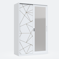 Armoire Moderne en Acier avec Porte Miroir, Meuble de Rangement Métallique pour Vêtements, Verrouillable, pour Chambre à Coucher, Fabrication OEM