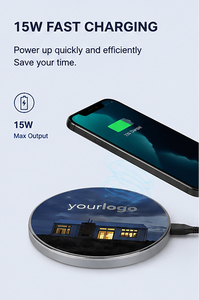 Chargeur sans fil 15W ultra-fin à charge rapide <span class=keywords><strong>Qis</strong></span>, cadeau promotionnel d'entreprise avec logo lumineux personnalisé - Product Image 2