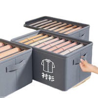 Boîte de rangement pour vêtements en tissu non tissé de 18 L avec séparateurs de pantalons, organisateur de vêtements pliable pour armoire, pour la chambre à coucher