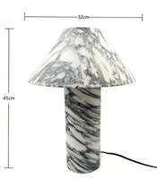 Lampe de table en marbre naturel Arabescato Corchia - Décoration et éclairage à double usage pour la chambre à coucher, le salon, la coiffeuse et le bureau