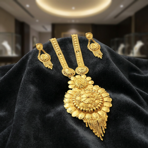 Juego de Joyería de Latón con Baño de Oro de 14K, 18K, 24K, Diseño Floral Tradicional, Collares Largos, Venta al por Mayor - Product Image 3