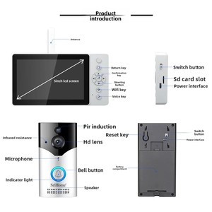 ערכת מצלמת וידאו לאינטרקום דלת חיצוני 4MP עם שמע, ראיית לילה, מסך LCD חכם בגודל 5 אינץ' HD, USB, עמיד במים וחיישן תנועה - Product Image 5