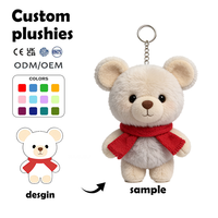Vente en gros de porte-clés en peluche ours en peluche Kawaii, jouets, breloques pour sac à main, sac à dos, accessoires, animaux en peluche, porte-clés en peluche ours