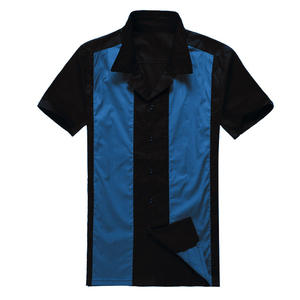 Male Clothing Short Sleeve Patchwork <strong>Rockabilly</strong> Style Casual Cotton Blouse Mens Bowling Dress <strong>Shirts</strong> - Product Image 4