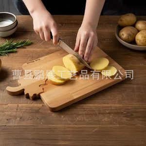 <b>Wooden</b> Maple Leaf Cutting Board Solid Wood With Handle Kitchen Fruit And Cooked Food Chopping <b>Block</b> Rectangle Shape - Product Image 2
