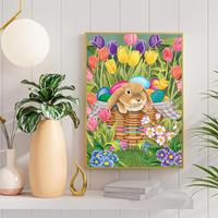 5d diamant peinture pleine perceuse lapin de pâques et tulipe fleur diamant mosaïque peintures bricolage Art cadeaux
