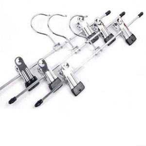 Colgador de pantalones con clips, tipo gancho rectangular de metal para guardar ropa en el armario, soportes y estantes con revestimiento de PVC y diseño antideslizante. - Product Image 1