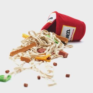 New Eco-Friendly <b>Plush</b> Sniffing Ramen Pet Chew Toy Instant Noodle Bucket in Red Color for Cats and Dogs - Product Image 6