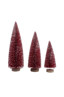 Mini sapin de Noël rouge en plastique, ornement de bureau, petites décorations, avec effet floqué et neige artificielle, simulation de pin bonsai, pour aménagement de comptoir