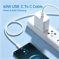 Câble de charge et de données USB-C vers USB-C de haute qualité 1M 2M 60W, câble USB-C à charge rapide pour téléphone et MacBook