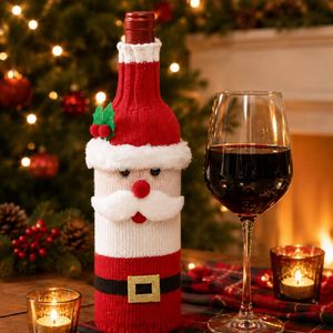 Decoración Navideña, Fundas para Botellas de Vino con Diseño de Papá Noel y Muñeco de Nieve - Product Image 3