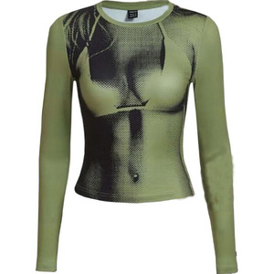 Streetwear Long Sleeve Crop Tee Top <strong>Women</strong> Y2K <strong>Clothes</strong> Style O-neck T Shirt Print <strong>Goth</strong> High Street 2023 Spring Gothic Breathable - Product Image 4