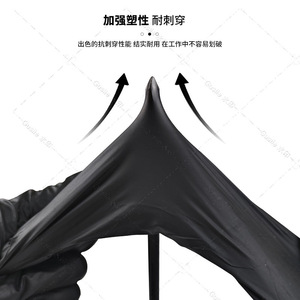 Nitrile Gloves <b>Black</b> 3mm Thick Oil Resistant Disposable Industrial Grade Non-Slip Food Grade Waterproof - Product Image 1