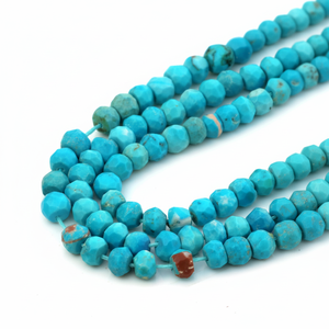 Cuentas de Turquesa Natural de Arizona Azul Cielo, Facetadas, de 5mm-6mm, para la Fabricación de Joyas, Piedras Semipreciosas, Hilo de Cuentas, Tercera Calidad - Product Image 1