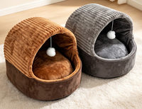 Lit pour chat en forme de grotte avec oreiller et jouets pour chat, lit pour animaux de compagnie pour chats d'intérieur, confort réversible pour toutes les saisons