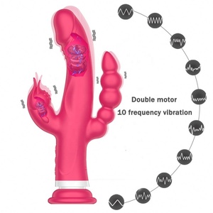 ของเล่นทางเพศสำหรับผู้หญิง 3-in-1 สีม่วง/สีแดงกุหลาบ รุ่น Girlspower กระตุ้นจุดจี กระต่ายสั่น ทวารหนัก ซิลิโคน ไวเบรเตอร์ IPX6 เครื่องช่วยสำเร็จความใคร่ - Product Image 3