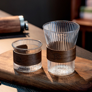 Taza de Vidrio Borosilicato Transparente <span class=keywords><strong>con</strong></span> Logotipo Personalizado al por Mayor, Taza Reutilizable Portátil y Bonita <span class=keywords><strong>con</strong></span> <span class=keywords><strong>Aro</strong></span> de Madera para <span class=keywords><strong>Café</strong></span>, Agua, Vino, Té 	   Bebida - Product Image 2
