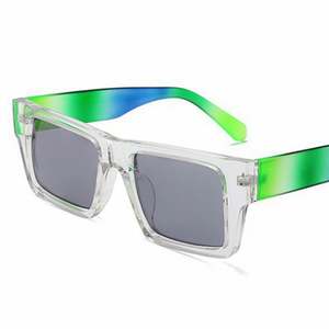 Lunettes de soleil tendance vintage rétro multicolores pour hommes, monture contrastée classique, verres carrés colorés pour hommes et femmes - Product Image 5