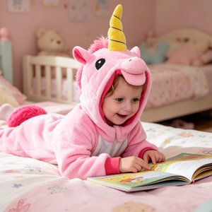 Tuta in pile rosa <span class=keywords><strong>unicorno</strong></span> per bambini, abbigliamento autunnale/invernale per Halloween, Carnevale, spettacoli teatrali e costumi cosplay - Product Image 2