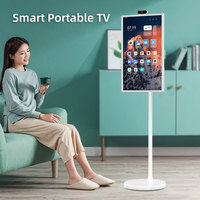 Televisor inteligente Android de 27 pulgadas con pantalla táctil de 1080p y monitor portátil de panel móvil completo con batería con ruedas Smart TV