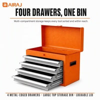 Coffre de rangement d'outils d'atelier Airaj avec 4 tiroirs, bac supérieur et levage latéral pour mécaniciens et travaux de bricolage à domicile
