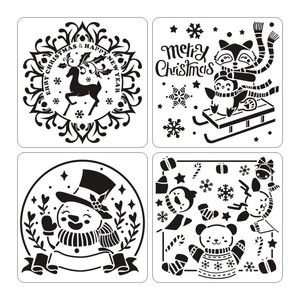Fournitures d'art Modèle de <span class=keywords><strong>peinture</strong></span> d'art de forme personnalisée <span class=keywords><strong>Pochoir</strong></span> de <span class=keywords><strong>peinture</strong></span> en plastique pour étudiants Pochoirs de dessin de style de Noël - Product Image 3