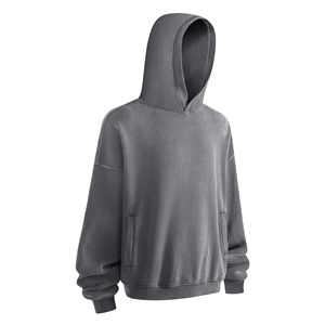 Sweat-shirts à capuche unis pour hommes, en <span class=keywords><strong>molleton</strong></span> épais, coupe ample et oversize, pour le quotidien - Product Image 2