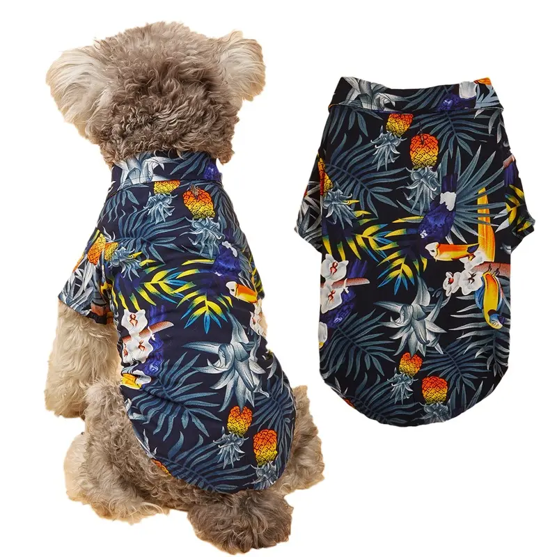 Vêtements pour petits et grands chiens Golden Retriever, vêtements en peluche pour animaux de compagnie, fruits hawaïens, ananas, noix de coco, chemise de plage décontractée pour chiens et chats