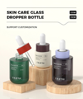 Flacon compte-gouttes en verre court et arrondi de 15 ml, 30 ml, 50 ml, vide, pour sérum, huile essentielle, flacon personnalisé avec impression couleur, emballage cosmétique pour soins de la peau