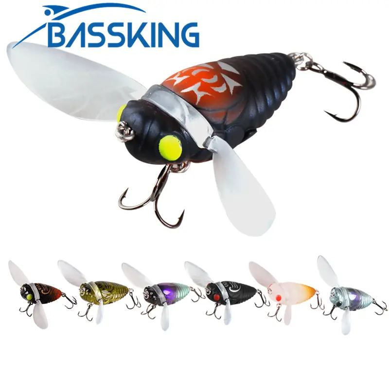 BASSKING 4cm 6.1g Floating Hard Bait Pesca Bionic Insect Popper Fishing Lure Cicada Wing Artificial Crankbait Topwater Wobbler