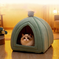 Lit pour chat de style cocon, fermé et chaud pour l'hiver, avec design de nid pour animaux de compagnie