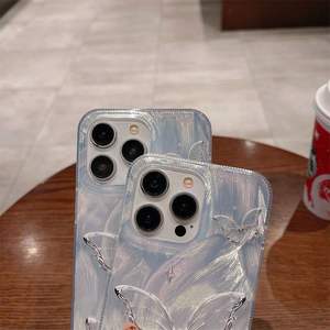 เคสโทรศัพท์กันกระแทกแบบแข็งลายขนนกผีเสื้อสีเงินเลเซอร์แฟชั่นสำหรับ iPhone 16 14 13 12 17 PRO MAX 14 15 PLUS - Product Image 4