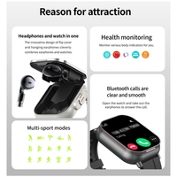 2026 Nuevo Diseño de Cubierta Abierta Reloj Inteligente D8E con Llamadas Bluetooth, Auriculares 2 en 1 TWS, NFC y Diseño Moderno
