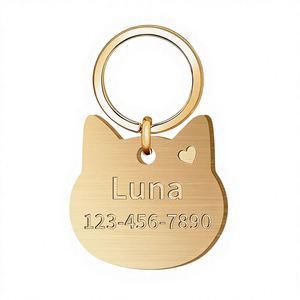 Plaques d'identification personnalisées en laiton massif pour chiens et chats, gravées en profondeur, forme d'os - Durables et résistantes à la rouille - Product Image 1
