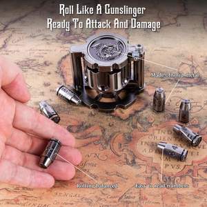 ชุดกล่อง<span class=keywords><strong>ทรง</strong></span><span class=keywords><strong>กระบอก</strong></span>รีโวลเวอร์ลูกเต๋าทรงกระสุนหลายเหลี่ยมทำจากโลหะ7ชิ้นสำหรับเกมบนโต๊ะธีมอาชญากรรม D & D & Sci-Fi - Product Image 4